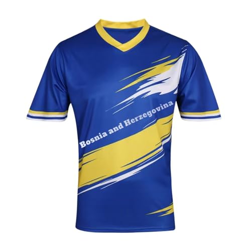 SINLEISI Bosnia and Herzegovina Fan Soccer Jersey for 2026 World Cup Fan Soccer Jersey (Bosnia and Herzegovina, X-Large) White