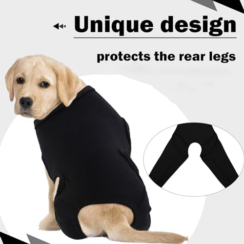 Image of ROZKITCH Dog Sleeve to Prevent Licking for Rear Right Left Leg, Adjustable Pet Leg Sleeve Anti Licking Wound Elbow Protector for Sprain ACL CCL Arthritis Joint Care Black XS