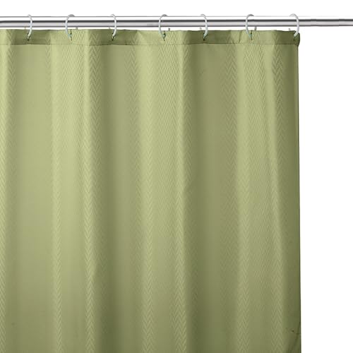 Image of Encasa XO Waterproof Shower Curtain for Bathroom 8 x 6 feet(183x244 cm), Anti-Fungal Polyester Washroom Curtain with 12 Hooks, Wet & Dry Partition Toilet Curtains ZZ Sage