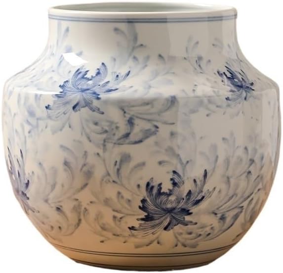 植木鉢 軽くて高級な中国製レトロ大口径蘭鉢、青と白の