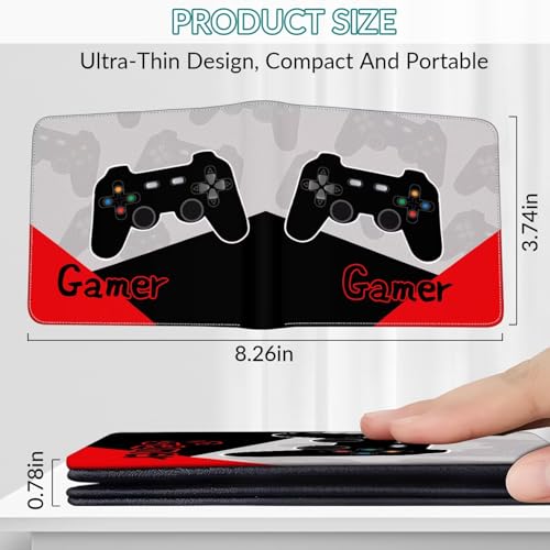 Image of EXXBYELI Gamer Gifts for Boys Wallet Gamepad Leather Wallets Credit Id Card Cash Holder Black Rfid Blocking Zipper Cute Cool Funny Aesthetic Gaming Wallets Gifts for Gamers Men Boys Teenager
