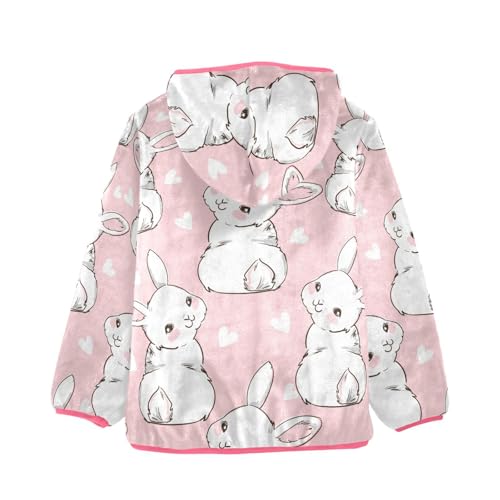OTVEE Easter Cute Rabbits Pink Kids Hoodie Jacket Fall Spring Full Zip Warm Outwear Coat2