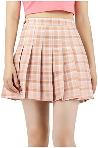 DAZCOSUS Size Plaid Skirt for Women with Shorts Casual High Waist Pleated Mini Skater Skirts