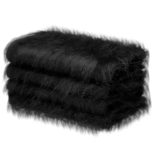Jetec 4 Pcs Black Faux Fur 10 x 20 Inch Christmas Faux Fur Fabric Squares Fluffy Halloween Fabric Patches Winter Soft Plush for DIY Craft, Gnomes, Cosplay Costume, Decoration
