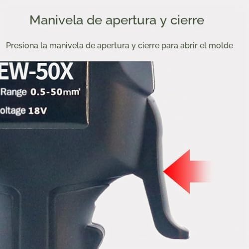 Alicates de crimpadora de terminales eléctricos con batería de 16 KN con 7 moldes para conectores preaislados, tubulares y no aislados, 1 batería incluida
