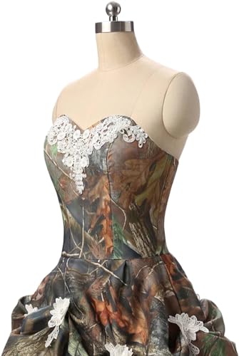 Asulla Sweetheart Satin Camo Quinceanera Dress Ball Gowns Lace Appliques Tiers Wedding Formal Dress for Bride Long4