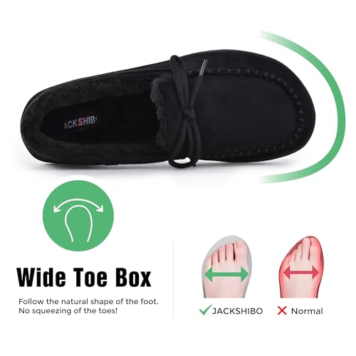 Image of JACKSHIBO Women's Barefoot Slip On Loafers Warm Fur Lined Boat Casual Shoes Suede Winter Walking Sneakers Wide Toe Box Minimalist Zero Drop