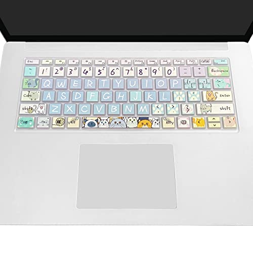 Wslucko Keyboard Cover Skin For Microsoft Surface Laptop 4 13.5 & 15 Inch And Surface Laptop 3 13.5'' & 15'', Cute Printing Waterproof Silicone Keyboard Protector ,Cute Cat #TOP5