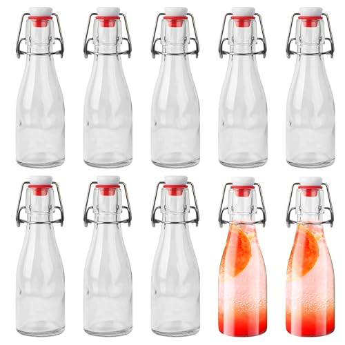 BUCOMTU 10 Stück Glasflaschen 150ml mit Bügelverschluss, Glasflaschen zum Befüllen,für Likörflaschen,Sirupe,Getränke, Speiseöle, Aromatisierte Essige (10 Stück - 150ml)