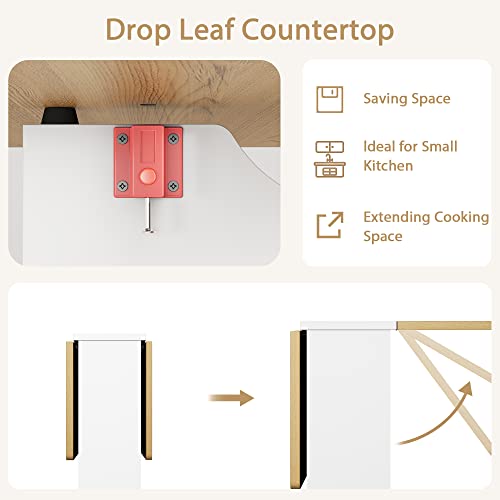 Space Saving Folding Dining Table with 2 Tier Storage-Extendable Drop Leaf Farmhouse Wood Kitchen Dining Room Tables Set for 4, Collapsible Expandable Rectangle Dinner Kitchen Office Furniture 9 Space Saving Folding Dining Table with 2 Tier Storage-Extendable Drop Leaf Farmhouse Wood Kitchen Dining Room Tables Set for 4, Collapsible Expandable Rectangle Dinner Kitchen Office Furniture - Image 9