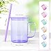 AGH 6 Pack Gradient Colorful Glass Sublimation Cups with Lid and Straw, 16oz Glass Tumblers with Handle