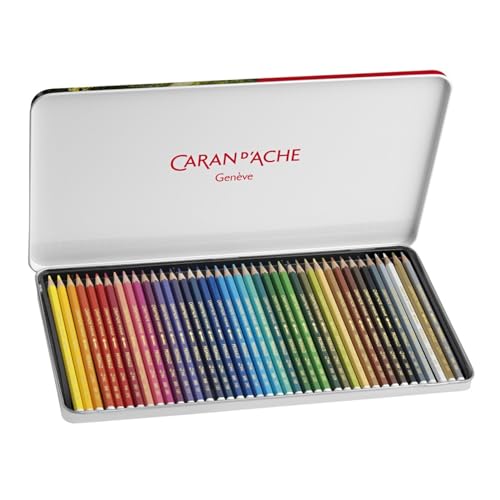 Caran Dache Metal tin with 40 assorted colours