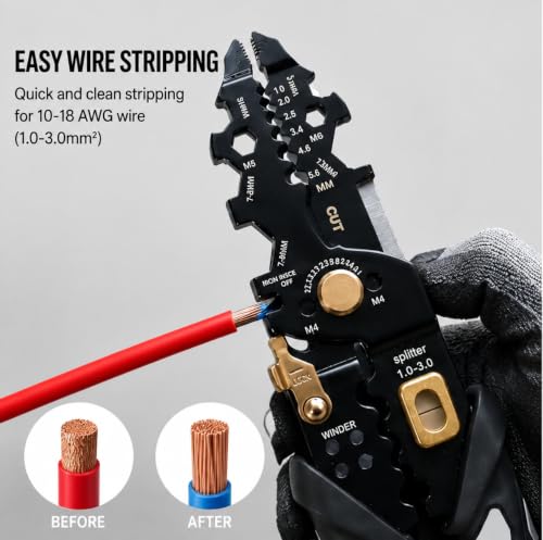 Image of Multifunction Wire Stripper Tool, Wire Cutter & Wire Crimper Plier | Cable Cutter, Cable Stripper, Electrical Wire Stripping Tool for Electrician, Wiring Tools Heavy Duty Hand Tool(25 IN 1)