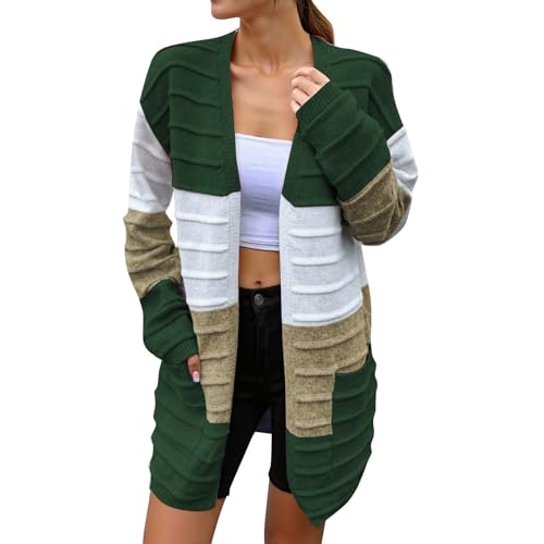 Cardigan manches longues femme chaud ouvert devant avec poches pour l'hiver