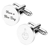 Aelciyue Gag Gifts for Friends - Valentines Fathers Day Birthday Stocking Stuffers for Men Christmas Gifts for Friends Funny 2 Pcs Cufflinks for Men's Jewelry White Elephant Middle Finger Gift