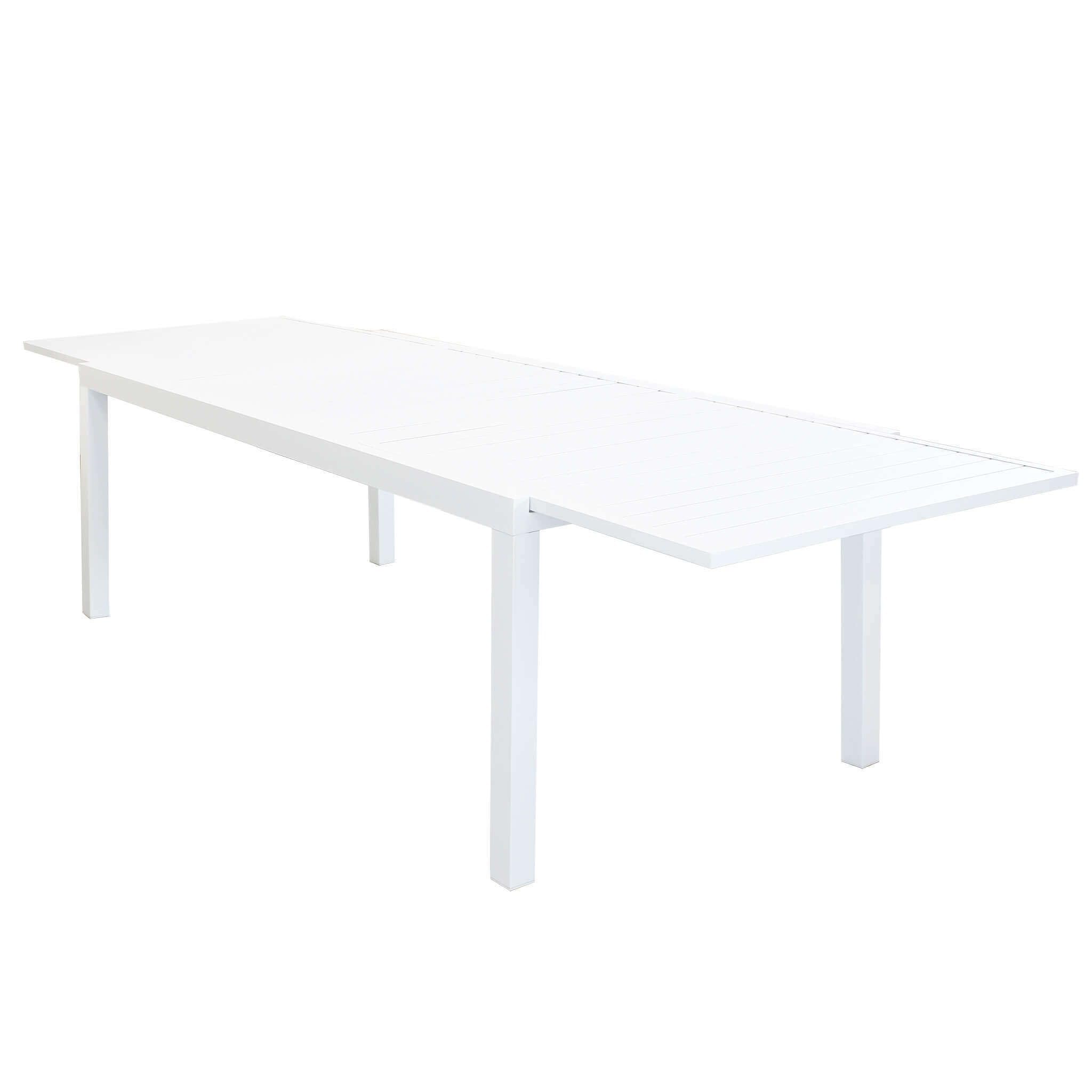 MilaniHome.it - Set Tavolo Giardino Rettangolare Allungabile 200/300x100 con 10 Poltrone in Alluminio Bianco da Esterno Giardinodi coloreBianco