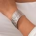 IXDEAXLY Vintage Irregular Chunky Wide Cuff Bracelet Female Personality Fashion Geometric Metal Smooth Bangle Bracelet for Women Fashion Jewelry-Style F Silver