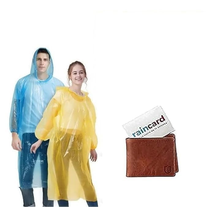 Unisex Disposable Rain Card for Emergency Use | Waterproof Rain with Smallest Pocket Size| Easy to Carry & Use and Reusable | 2 to 3 time wear Thin Plastic (2), Multi colour-picture-33