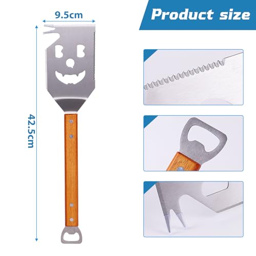 Ensemble de spatules de barbecue 7 en 1 - Ustensile de barbecue multifonctionnel pour barbecue et camping, ensemble d'ustensiles de barbecue en acier inoxydable avec ouvre-bouteille, idéal – Image 3