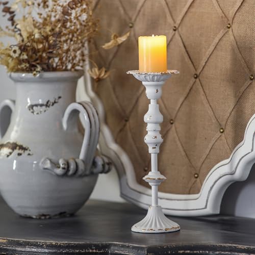 SOFE ヴィンテージメタルキャンドルスティックホルダー 高さ12インチ アンティーク調 ファームハウス ピラーキャンドルホルダー 装飾キャンドルスタンド テーブル/マントルへの理想的なギフト [3]