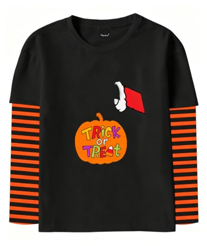 Image of Remimi Unisex Kids Christmas Long Sleeve Shirt Xmas Print Stripe Shirts 2-12 Years