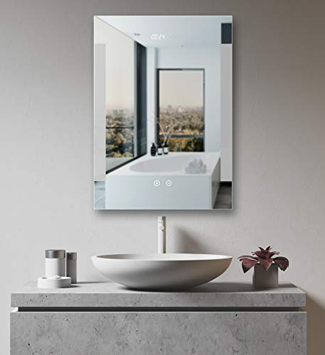 HOKO® LED badkamerspiegel verlicht met digitale klok en anti-condens-spiegelverwarming, Fulda 50x70cm, badkamerspiegel met licht zijdelings energieklasse A+ (WEEE-reg. nr.: DE 40647673) - Image 3
