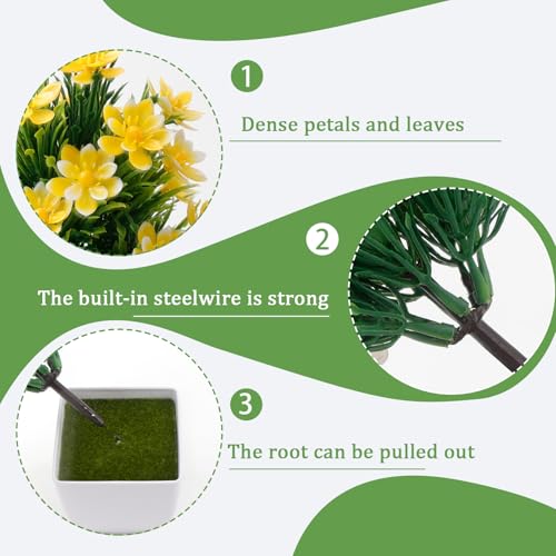 Luckwaii Small Artificial Plants Indoor with Pot 6 Pack Fake Outdoor Plant Plastic Faux Potted Flowers for UV Resistant Home Bathroom Office Table Garden Decor Table Centre Piece Decoration - Cosy Home Interiors Luckwaii Small Artificial Plants Indoor with Pot 6 Pack Fake Outdoor Plant Plastic Faux Potted Flowers for UV Resistant Home Bathroom Office Table Garden Decor Table Centre Piece Decoration - Image 3