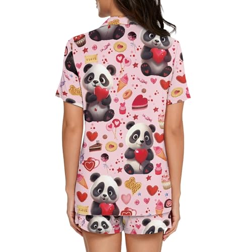Image of Pjs Womens Short Sleeve Button Down Pajamas Set Two-Piece Nightwear with Pockets