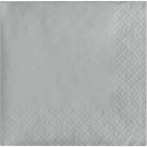 Touch of Color 50-Count 3-Ply Paper Beverage Napkins, Shimmering Silver