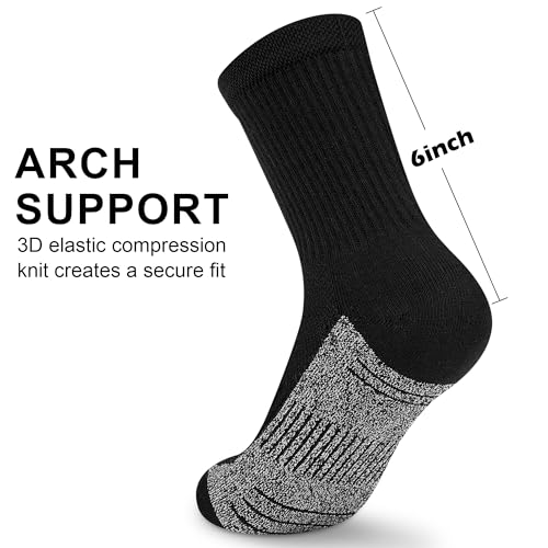 Image of Crew Socks Women Athletic Hiking Running Cushioned Compression Socks 3-5 Pairs