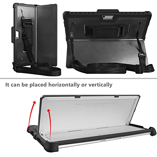 Doemoil For Microsoft Surface Pro 8 13 Inch Tab Case With Tempered Glass Screen Protector Tablet Case Built In Pen Holder Hand Shoulder Strap Fit Type Cover Keyboard For Surface Pro 8 (Black+2 Pcs) #TOP2