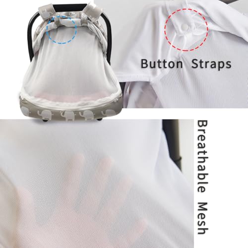 Image of Little Tots Baby Car Seat Canopy Cover, Breathable Sun Shade, Full Privacy for Newborns & Infants, Universal Fit for Boys & Girls