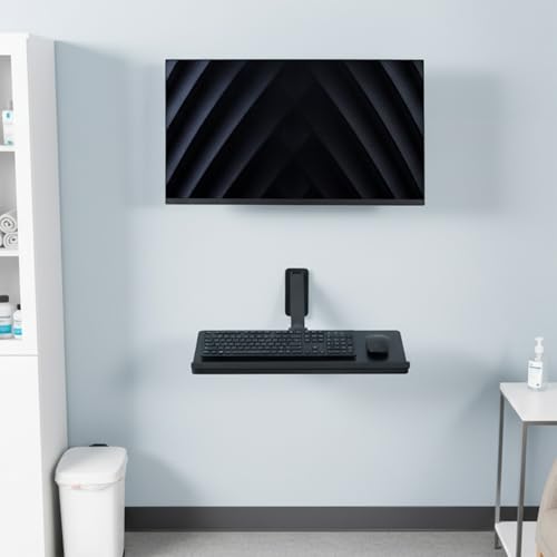 Image of VIVO Sit-Stand 24 Inch Pneumatic Spring Keyboard and Mouse Tray Wall Mount, Counterbalance Height Adjustable Typing Platform, Ergonomic Tilt, Black, MOUNT-KB26C