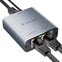 VCELINK LAN Splitter 1 auf 2 1000Mbps, Ethernet Splitter Aluminiumgehäuse Kompatibel mit Cat6/Cat5, LAN Switch 2 Port mit Netzkabel Ethernet Switch für Computer, Hub, Router, Set-Top Box, PS5.