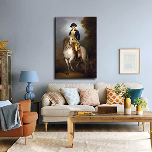 Rembrandt Peale Equestrian Portrait Of George Washington Poster Wall Art Printing Picture Wall Decor Canvas Home Decor Room Decor Painting (8X12Inch-Framed) #TOP1