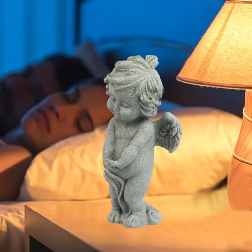 Pequeña estatua de ángel querubín de piedra arenisca miniatura 4
