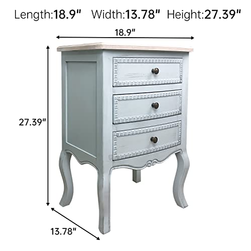 Jifuli Nightstand, 3 Drawer Dresser For Bedroom, French Country Nightstand With 3 Drawers, Bedside Furniture, Night Stand, End Table With 3 Drawers For Bedroom, Closet, Dorm #TOP2