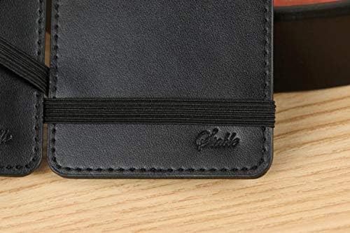 Miniatura 5 de Qwent Billetera de viaje para mujer con clip de cuero billetera plegable billetera mágica para dinero monedero neutro mini cartera para ataúd negro