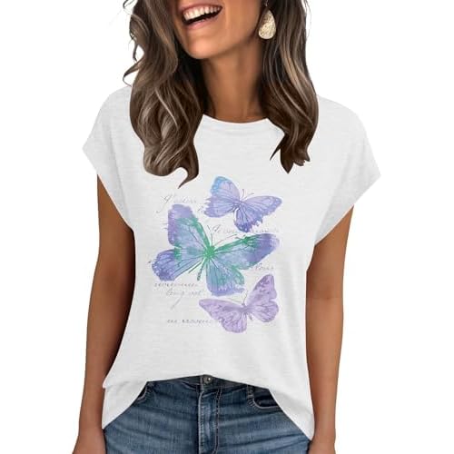 AKEWEI Womens Vintage Flower Print T Shirt Funny Cute Animal Graphic Tees Tops Loose Casual Outdoor Shirt