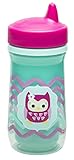 Zak Designs Toddlerific Perfect Flo Spout Toddler Cup with Green Owl, Double Wall Insulated Construction and Adjustable Flow Technology, Break-resistant and BPA-free Plastic, 8.7oz