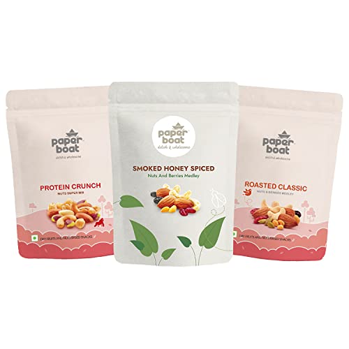 Image of Paper Boat Roasted Nuts Combo | Roasted Almonds, Mixed Nuts & Nuts Supermix (3 X 200gms)