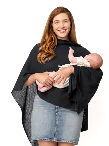 Image of We are Amma | The Cocoon™ - Newborn Essentials Must Haves: Nursing Cover for Breast Feeding Essentials | Nursing Sweater Used as Breastfeeding Cover (Black, One Size)