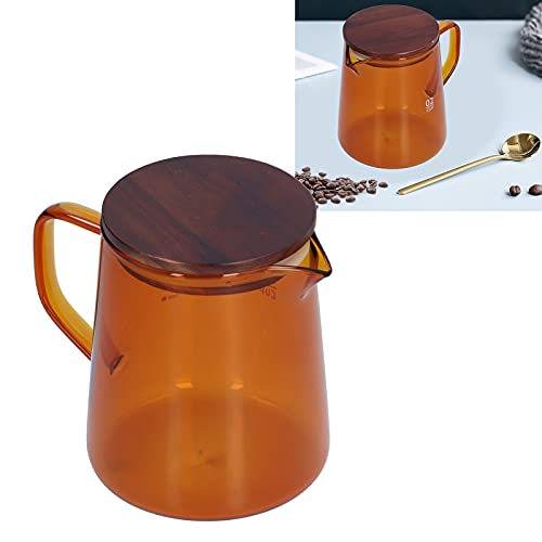 Glass Coffee Pot Server, Clear Tea Pot Coffee Carafe Glass Teapot Restaurant Coffee Server Glass Teakettle With Wood Lid For Cafe 500Ml (Brown) #TOP4