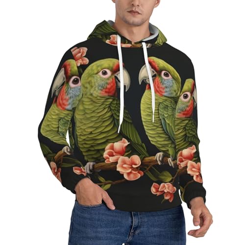 Sweat à capuche homme imprimé perroquets vêtement chaud léger et décontracté