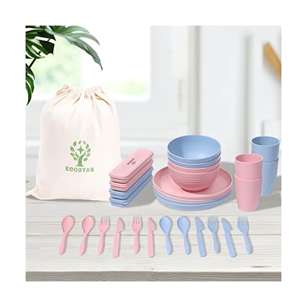 ECOSTAR Wheat Straw Dinnerware Sets 28Piece Unbreakable Dinnerware