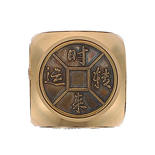 EXCEART Vintage-Ornamente Spielzeug Antike Messing Feng Shui Würfel Metall Finger Top Spinner Cube Angst Rotierenden Spielzeug Glück Reichtum Ornament für Kinder Erwachsene Wohnkultur