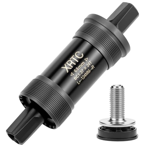 QWORK® Tretlager Fahrrad, Vierkant-Innenlager, BSA-Innenlager,68mm Gehäusebreite, 124mm Achslänge
