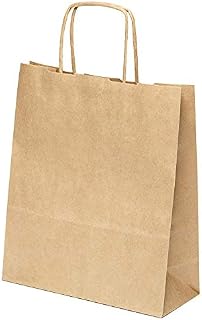 kgpack 25 pcs Brown Paper Bags, Small Paper Bags with Handles 24 x 20 x 8 cm Gift Bags with Twisted Handles for Grocery Baking Shopping Merchandise Boutique Retail
