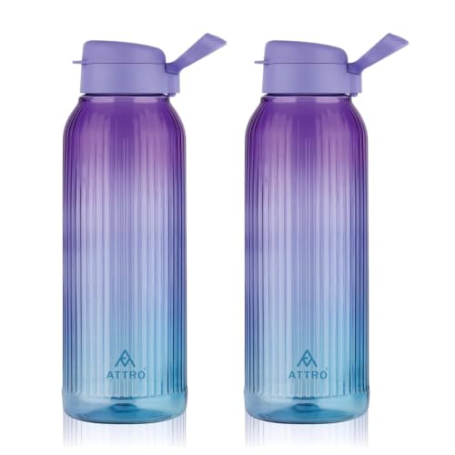 Image of ATTRO Prime Linear Deluxe Water Bottle-Set of 2-Purple Blue-1.5L