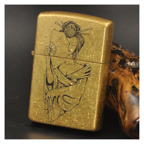 Encendedor de metal reutilizable de cobre dorado y resistente al viento 6